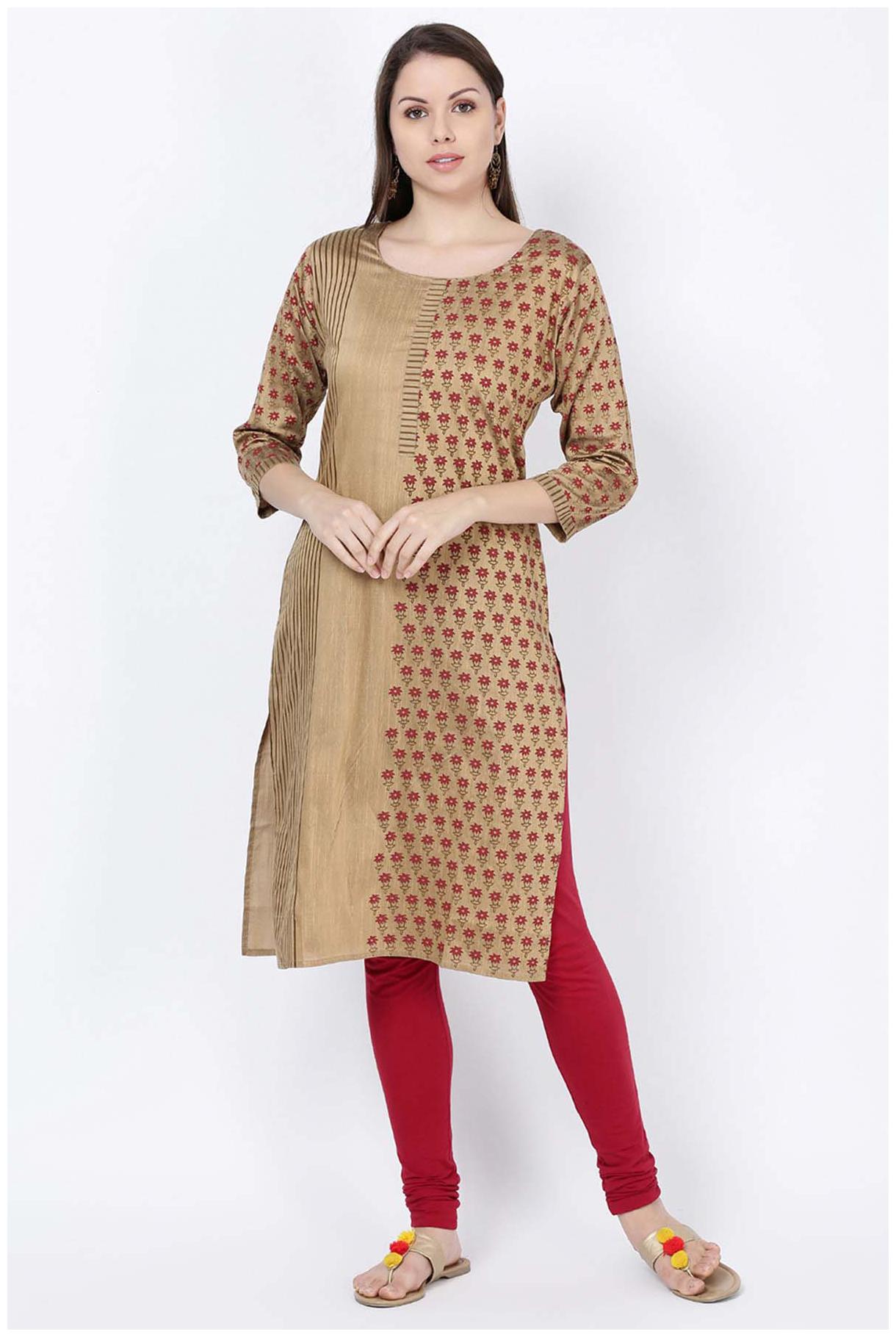 

Soch Women Beige Printed Straight Kurta