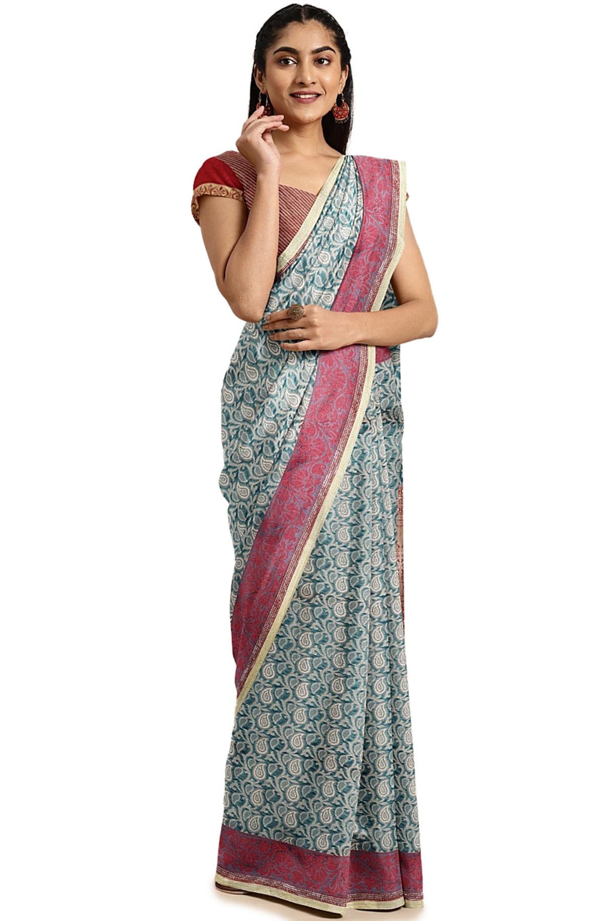 

Soch Women Artificial Silk Green Regular Saree With Blouse