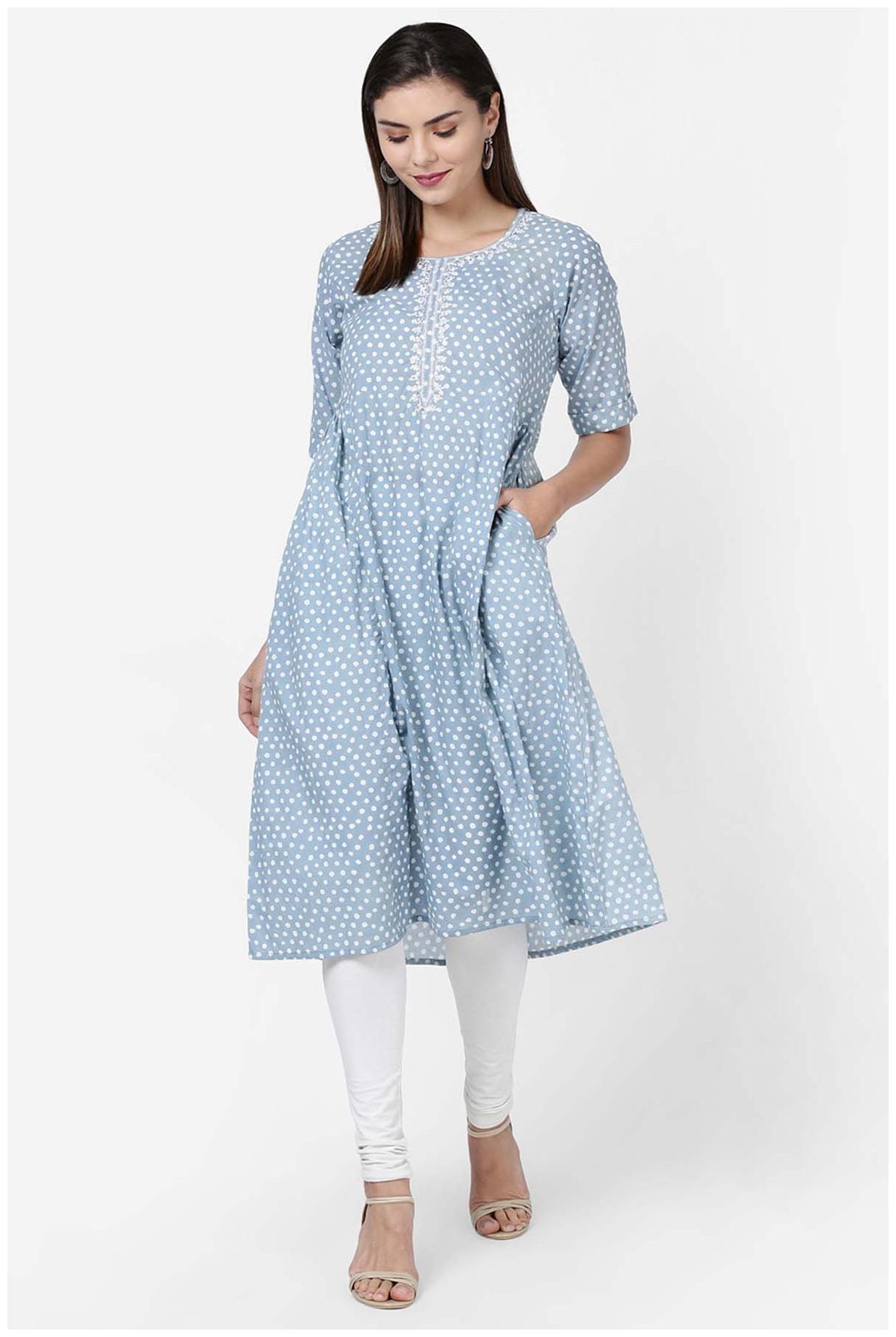 

Soch Women Blue Printed Straight Kurti