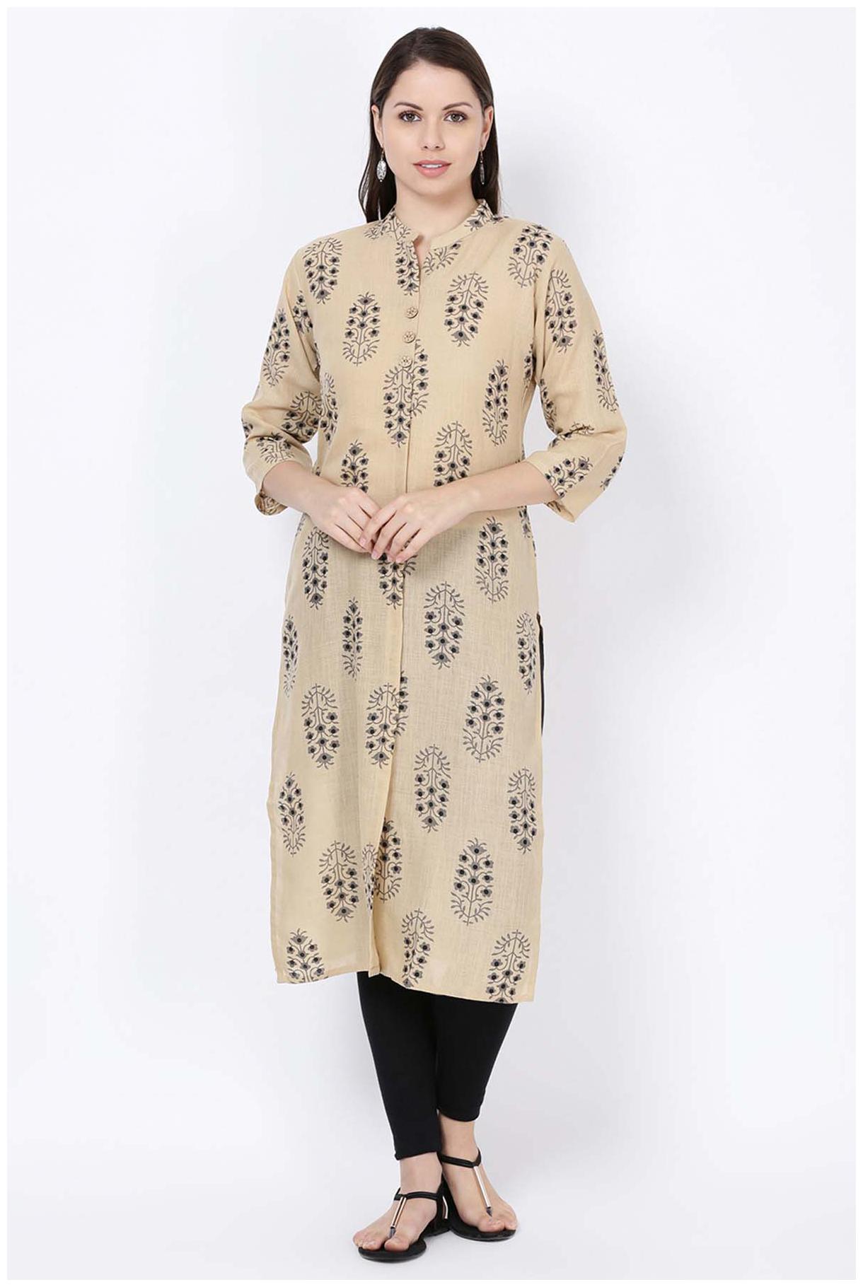 

Soch Women Cream Printed Straight Kurta