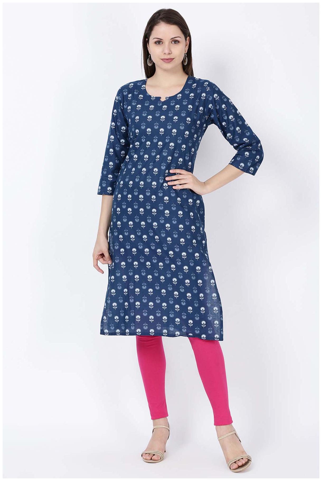 

Soch Women Navy Blue Printed Straight Kurta