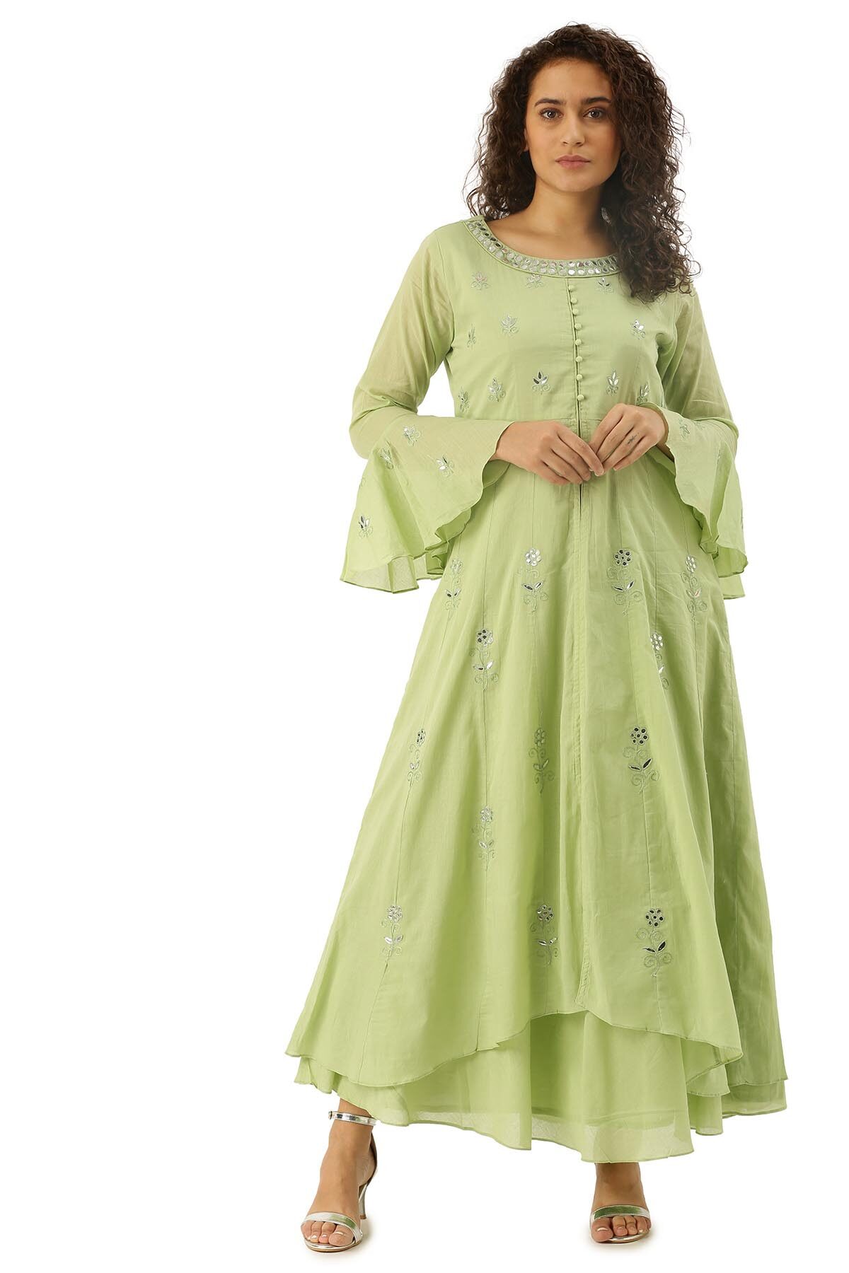 

Soch Green Embroidered Fit flare dress