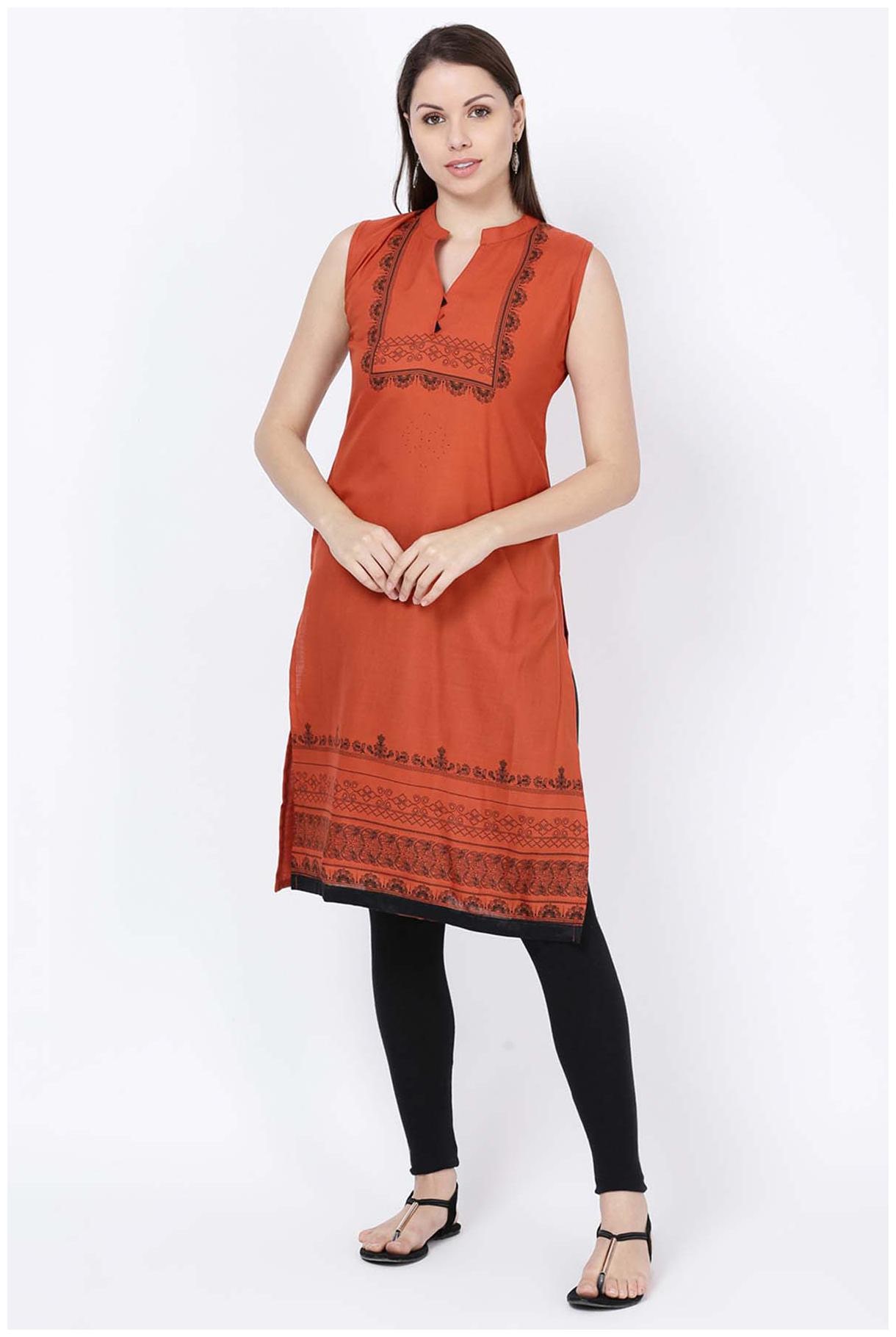 

Soch Women Red Printed Straight Kurta
