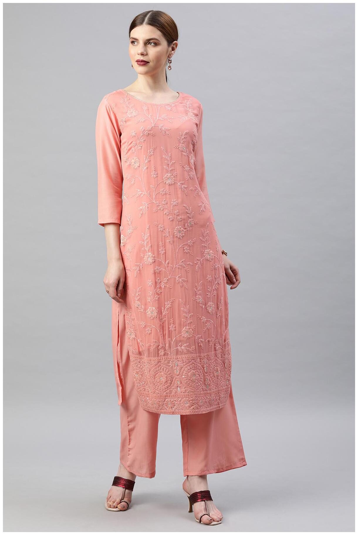 

Soch Women Georgette Kurti Peach