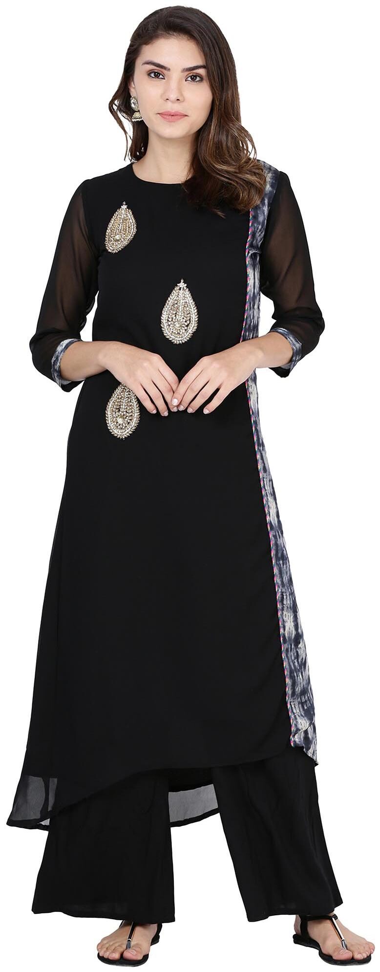 

Soch Women Georgette Kurti Black