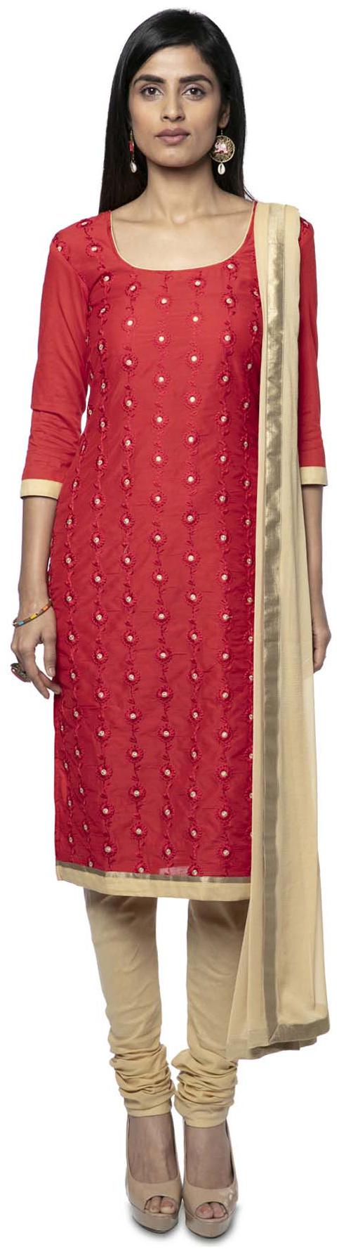 

Soch Red Unstitched Kurta with bottom dupatta With dupatta Dress Material