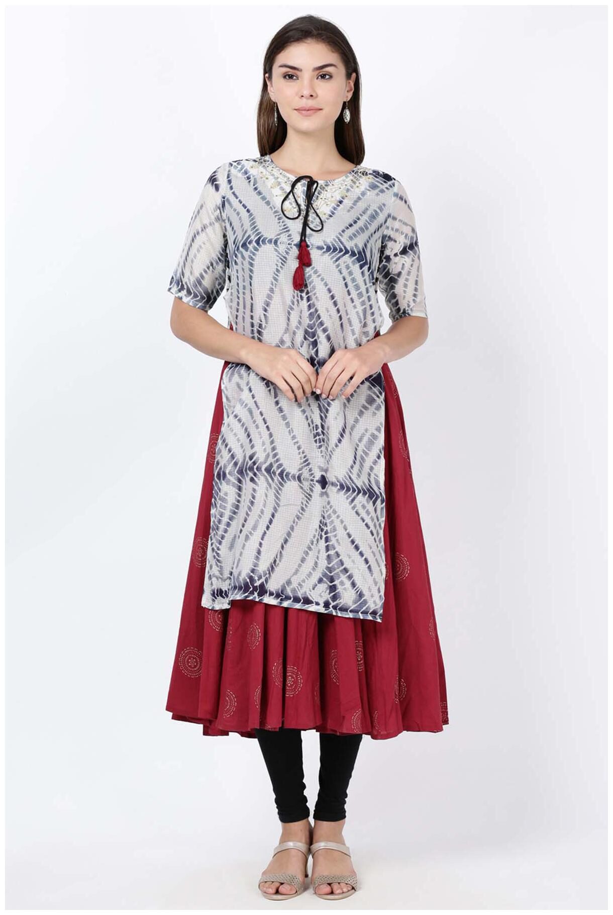 

Soch Women White Printed Anarkali Kurta