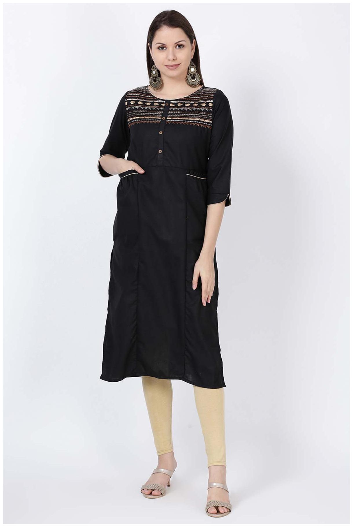 

Soch Women Black Solid Regular Kurta