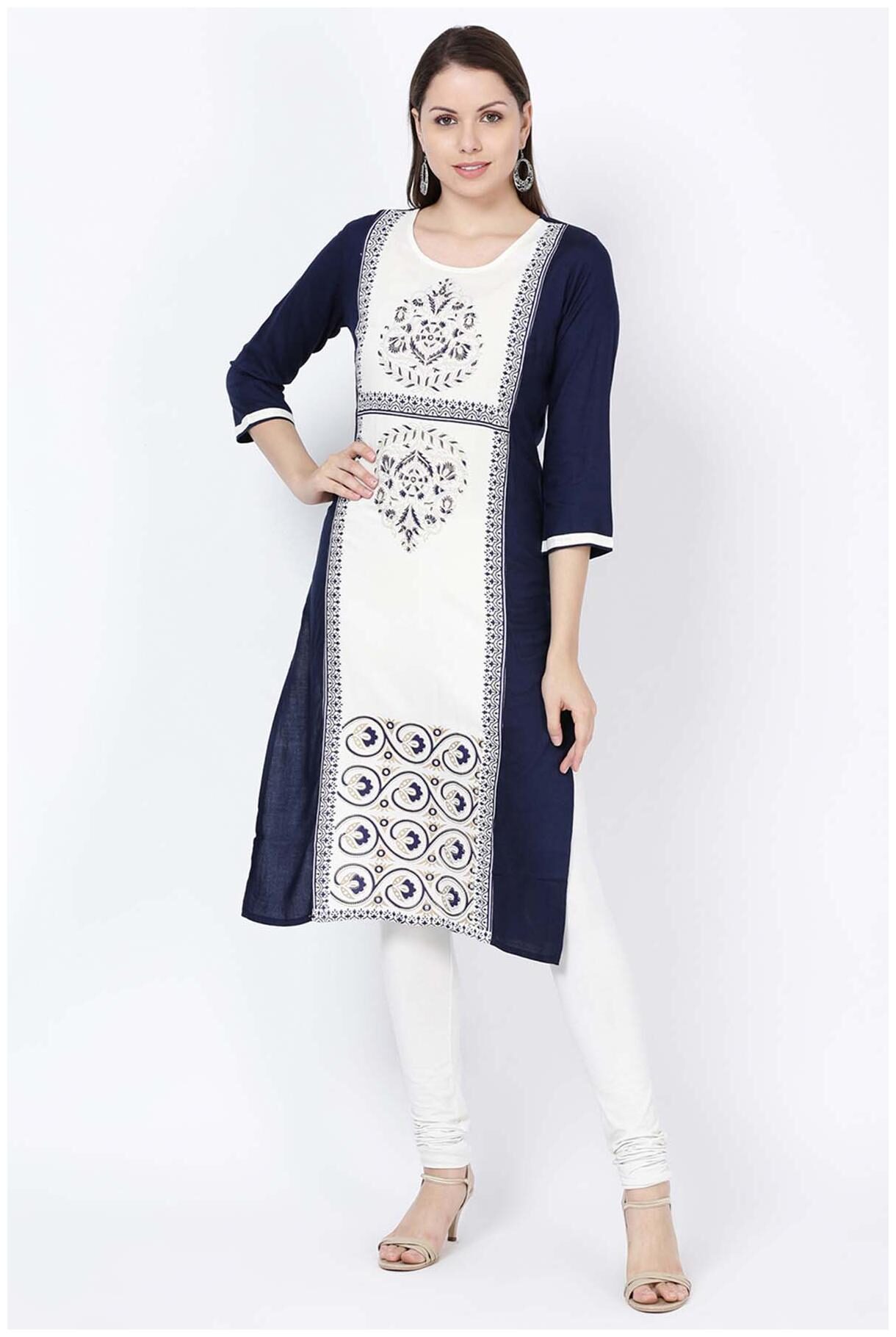 

Soch Women Navy Blue Solid Straight Kurta