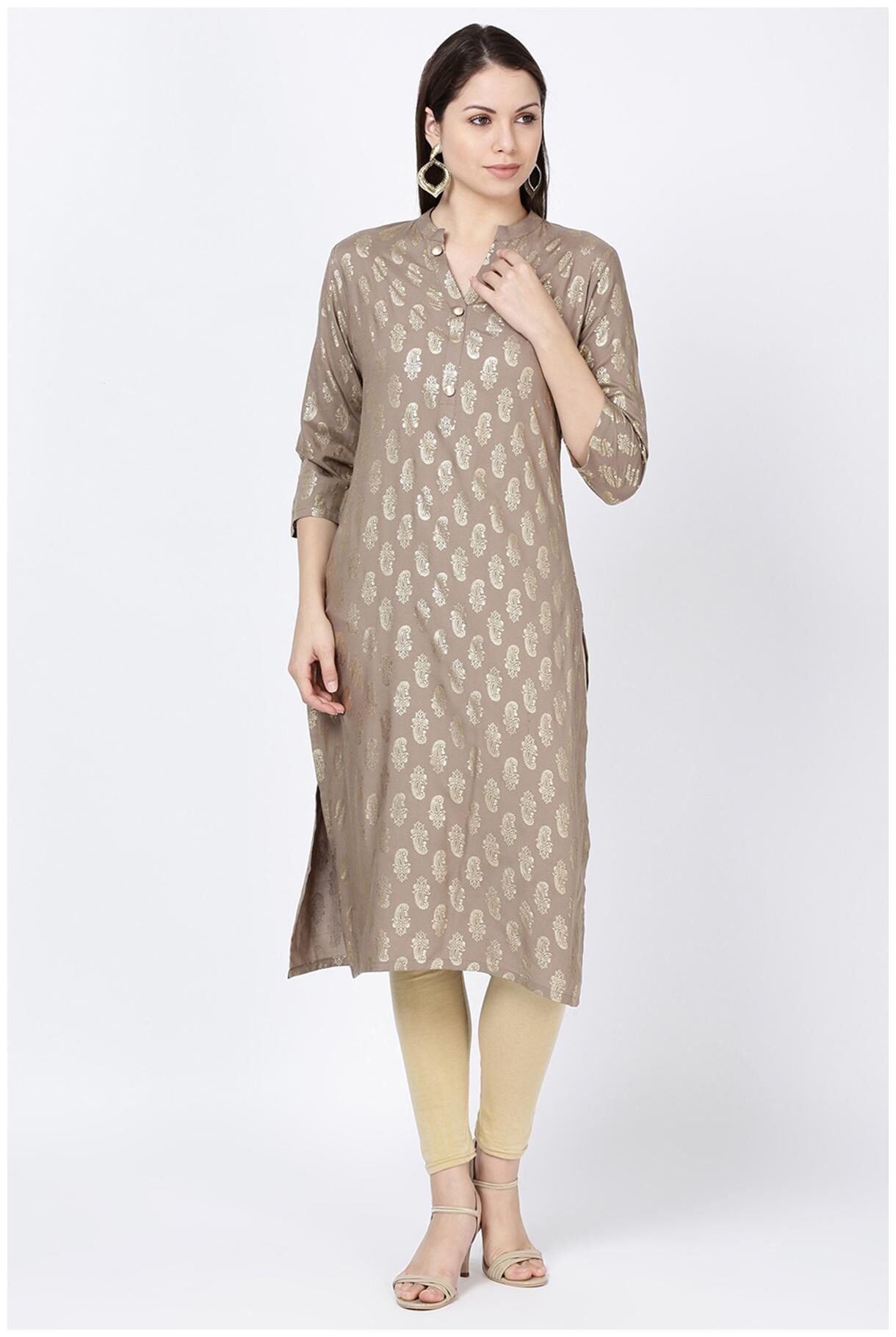 

Soch Women Beige Printed Straight Kurta