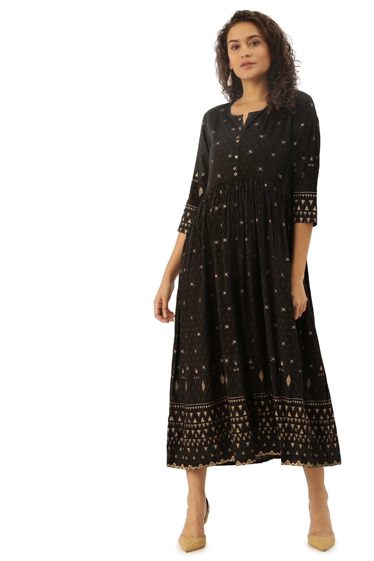 

Soch Black Printed Fit flare dress