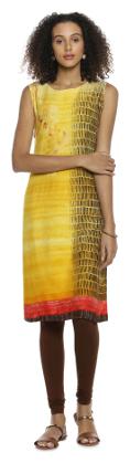 

Soch Women Yellow Printed Straight Kurti