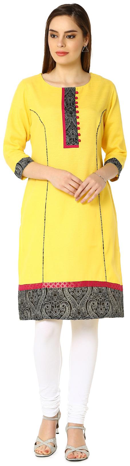 

Soch Women Yellow Printed Regular Kurti