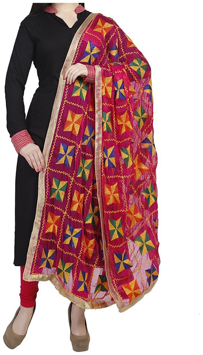 

Soft Chiffon Phulkari Duaptta Wedding Fastival Party wear Dupatta