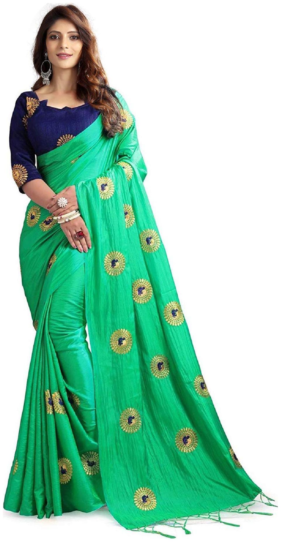

Soft silk Embroidered saree with Blouse