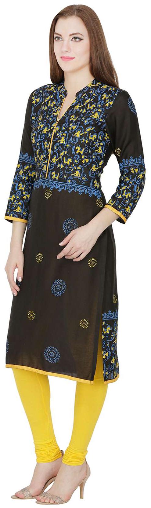

Sohniye Women Black Printed Straight Kurta
