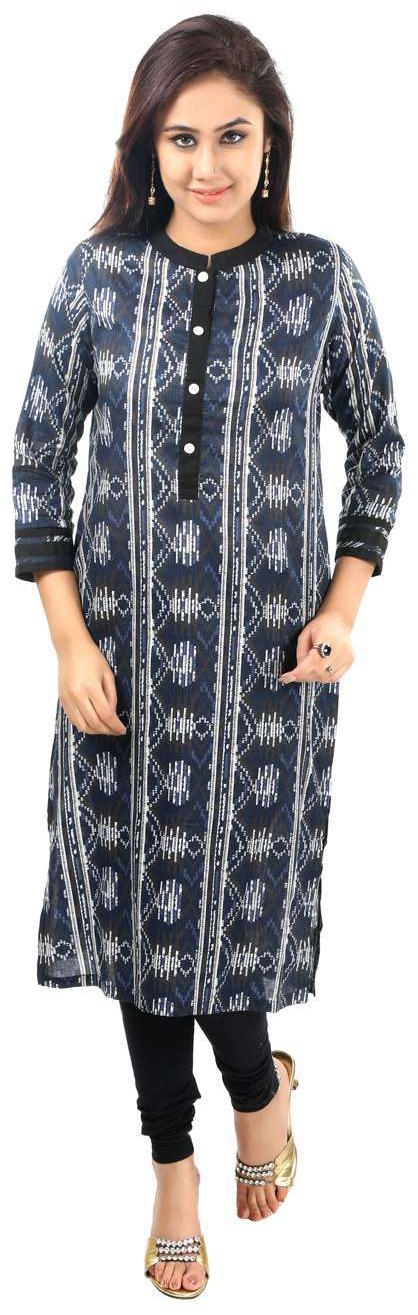 

Sohniye Women Blue Printed Straight Kurta
