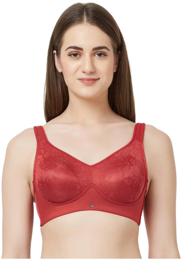 Soie Non Padded Satin Minimizer Bra - Red