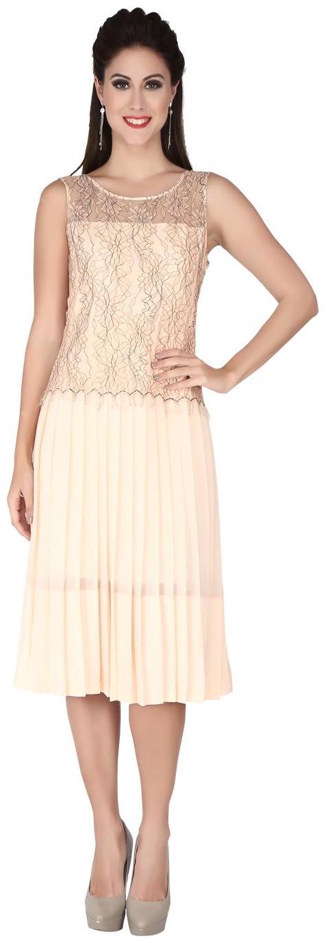 

soie ACCORDION PLEATED DRESS WITH LACE FABRIC TOP
