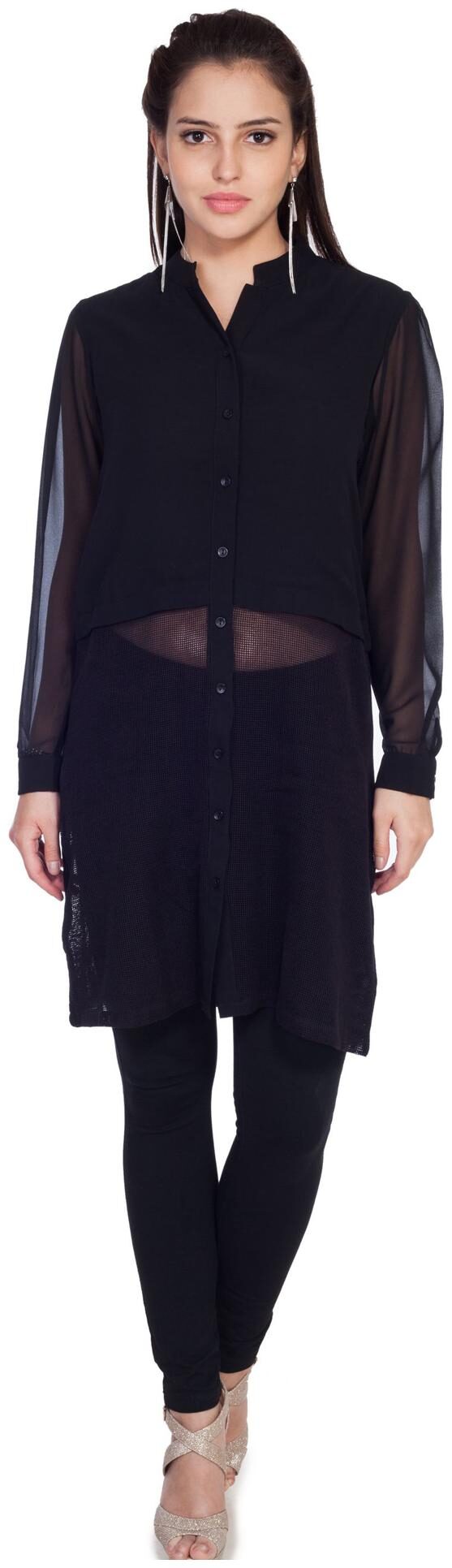 

Soie Women Solid Regular top - Black