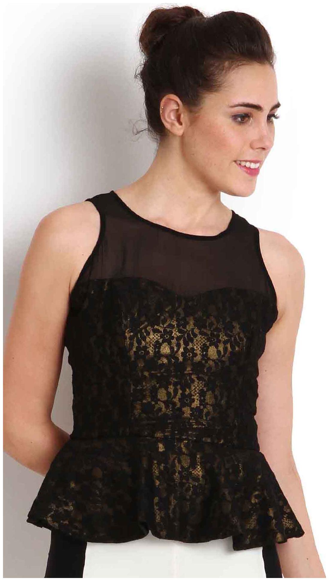 

Soie Women Printed Regular top - Black
