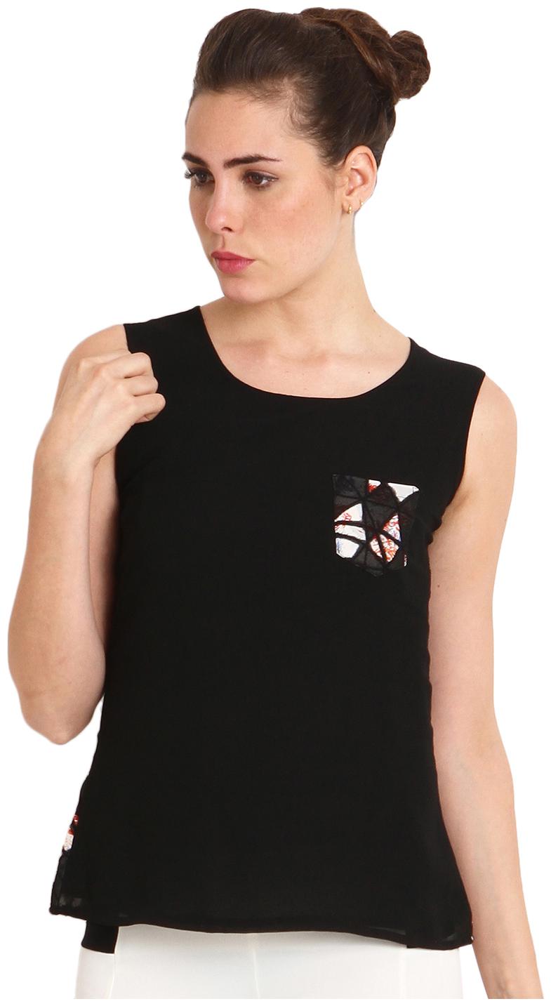 

Soie Women Printed Regular top - Black