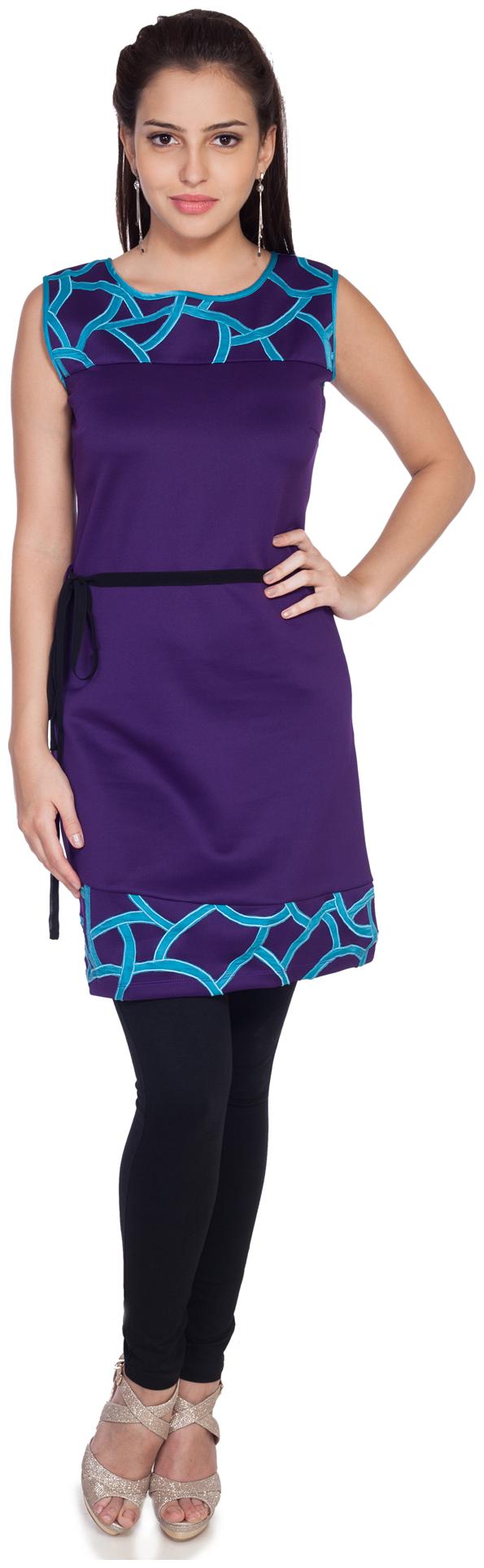 

SOIE polyester blend dress with contrast patch-work and belt