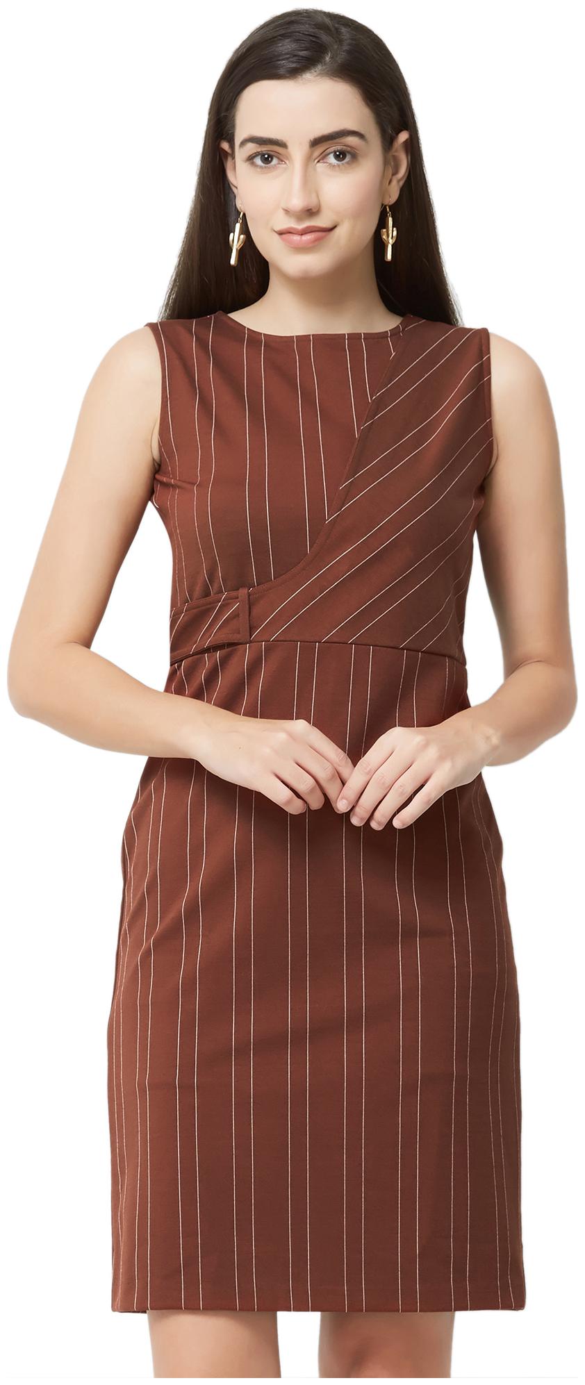 

Soie Brown Striped Sheath dress