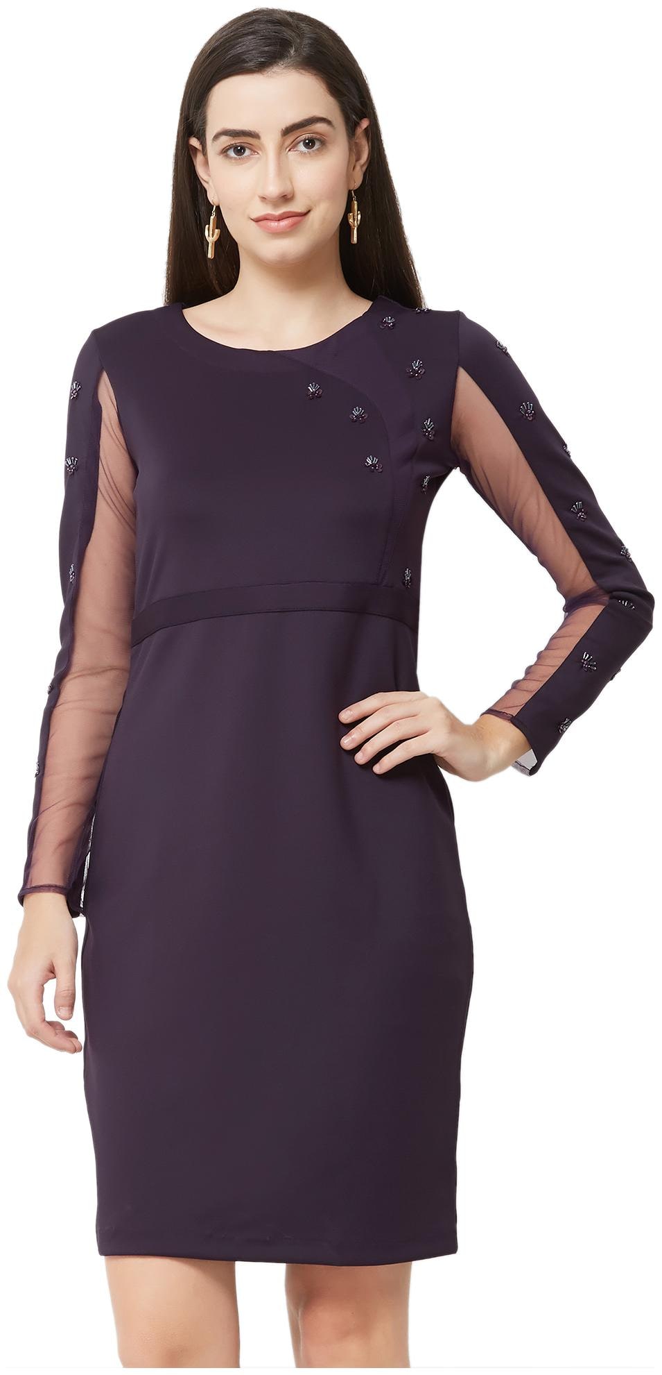 

Soie Purple Embroidered Sheath dress