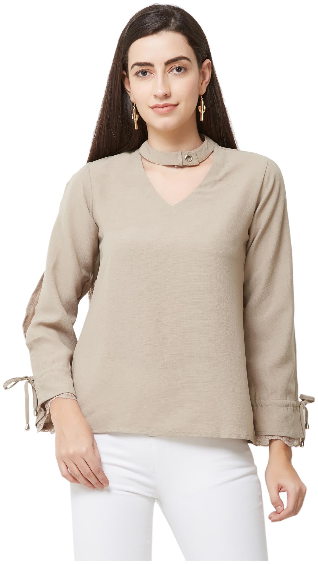 

Soie Women Solid Regular top - Beige