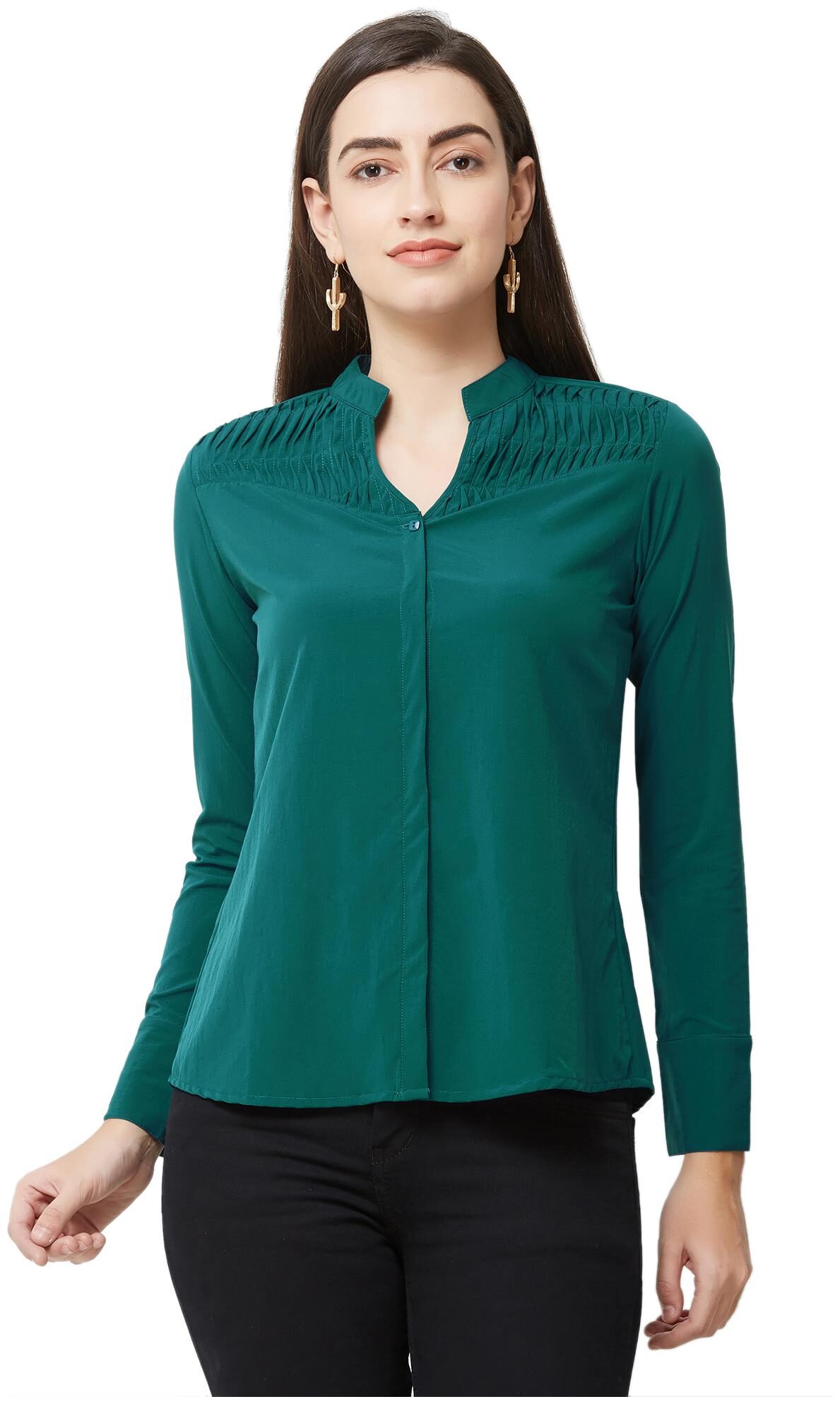 

Soie Women Solid Shirt style - Green