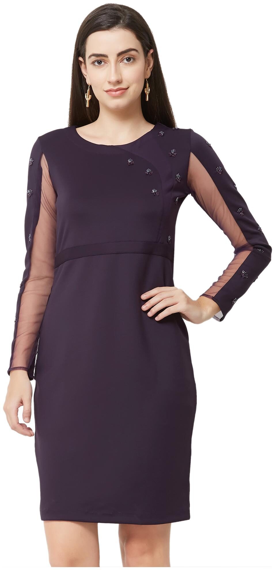 

Soie Purple Embroidered Sheath dress