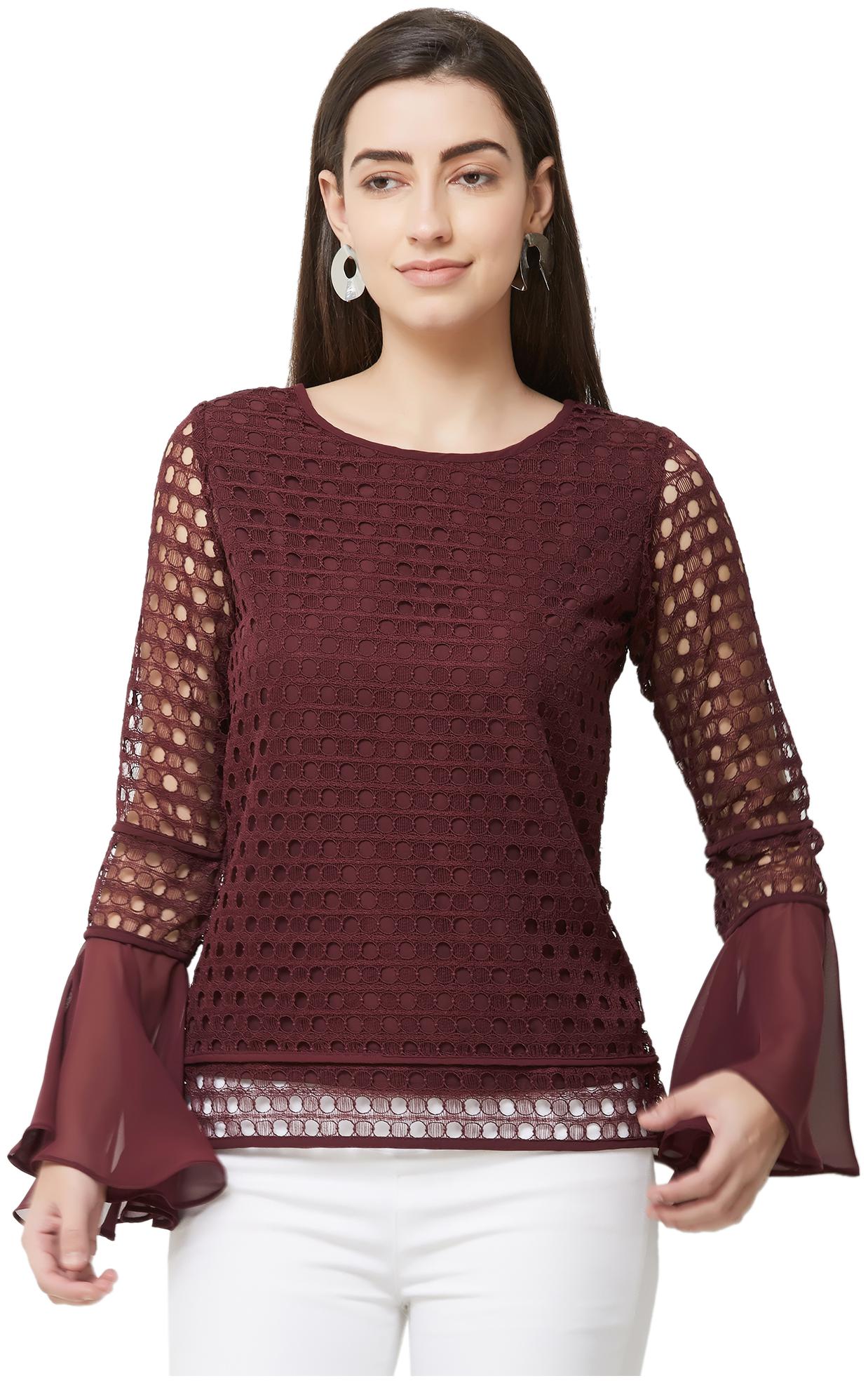 

Soie Women Self design Regular top - Red