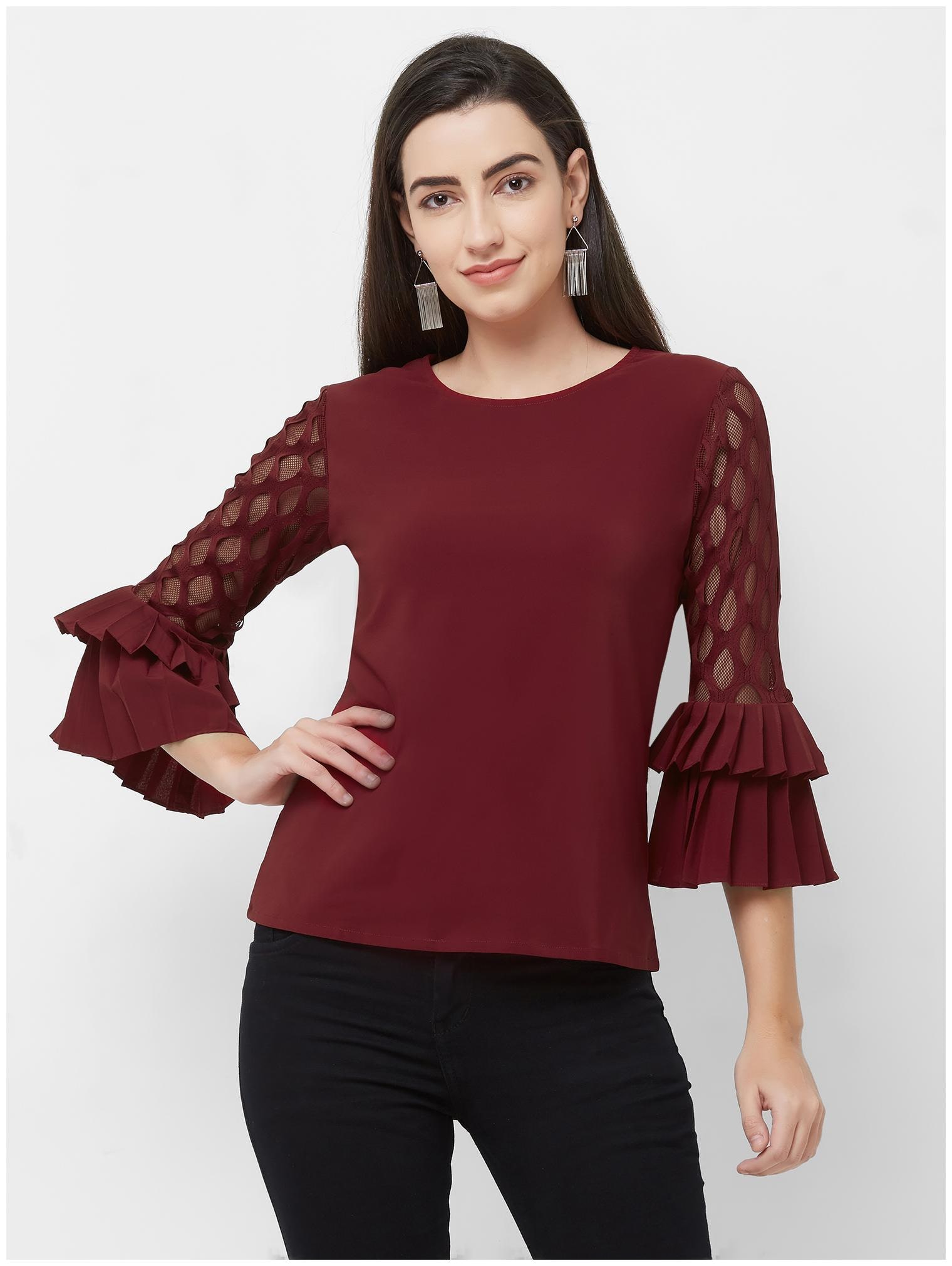 

Soie Women Solid Regular top - Maroon