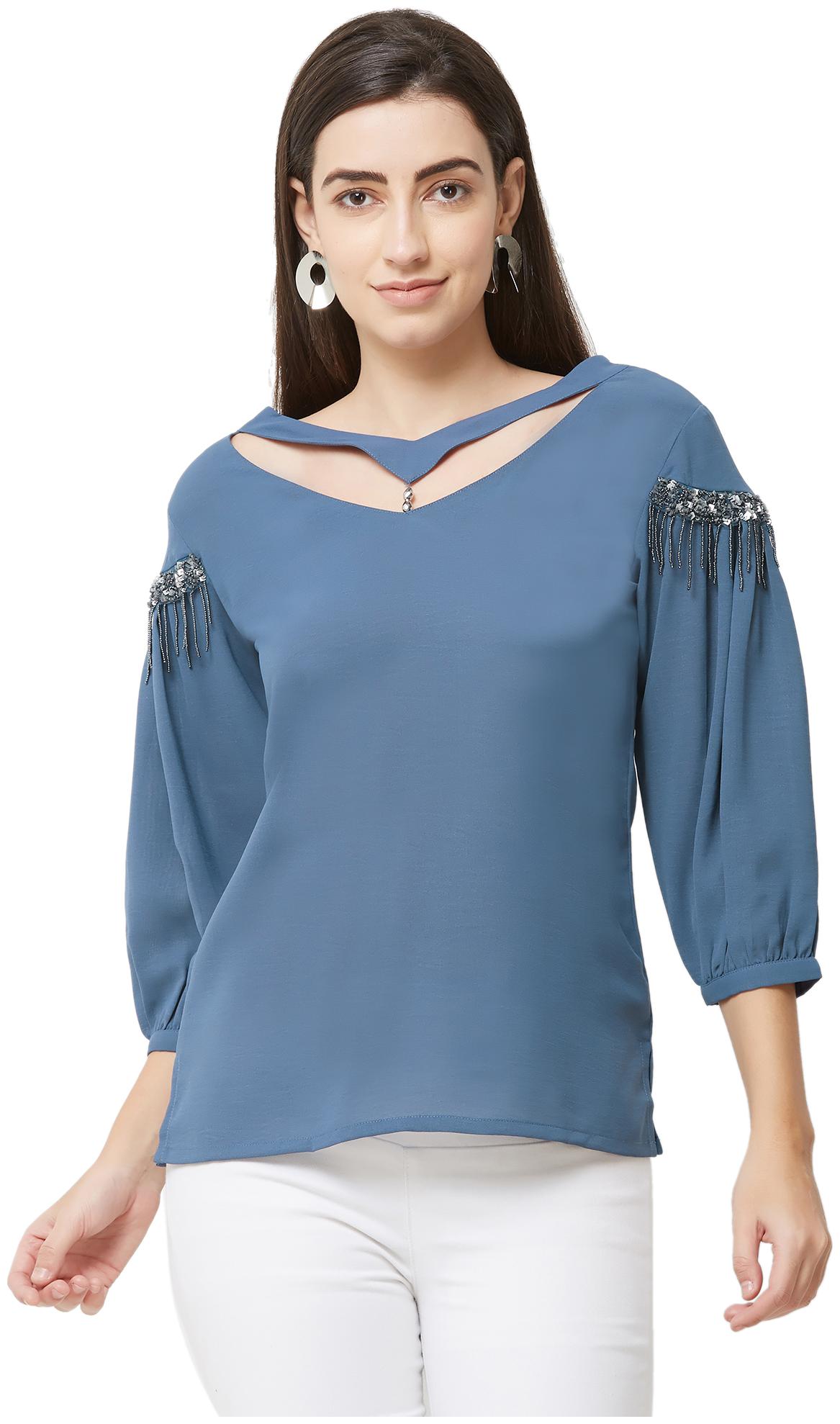 

Soie Women Solid Regular top - Blue