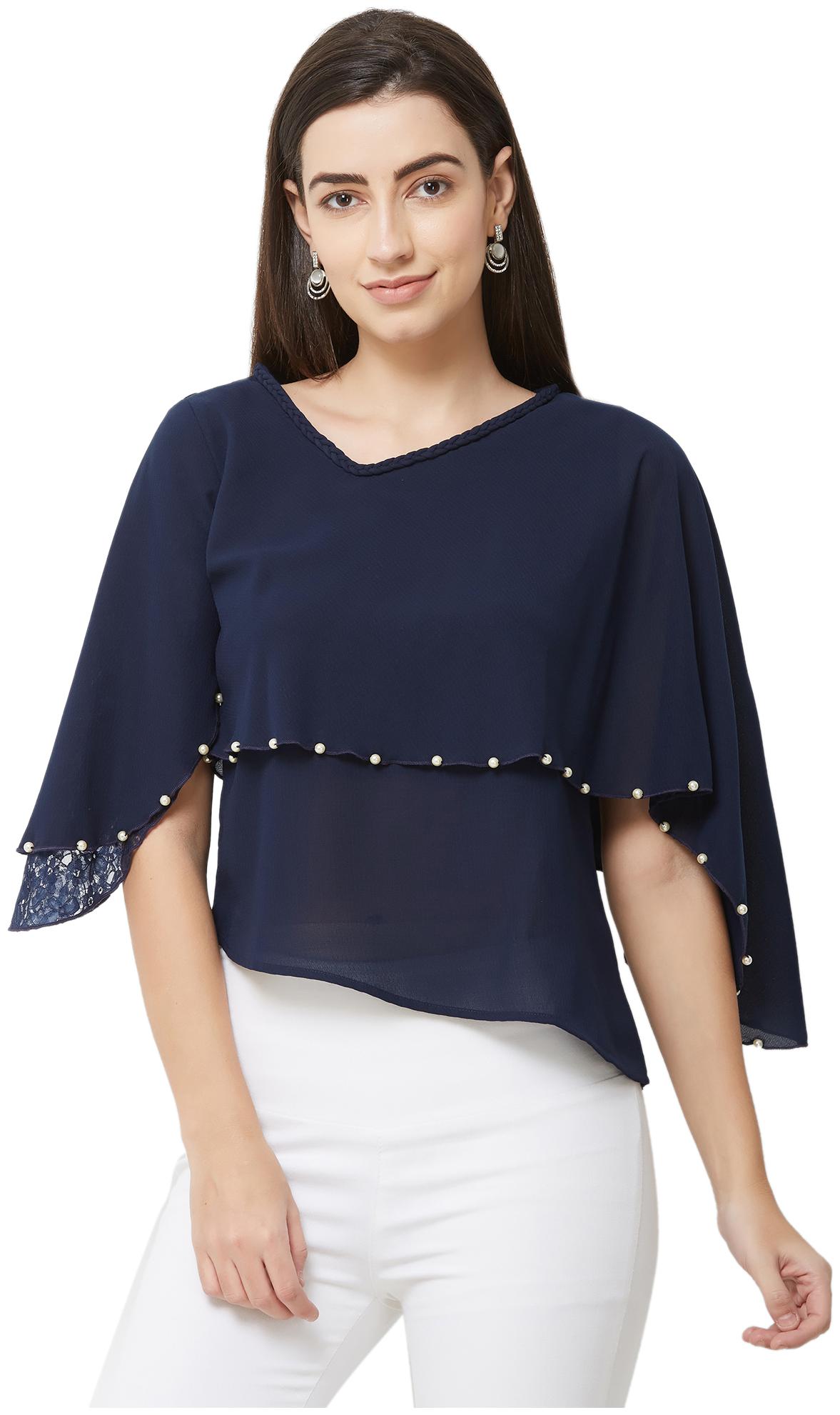 

Soie Women Embellished Regular top - Blue