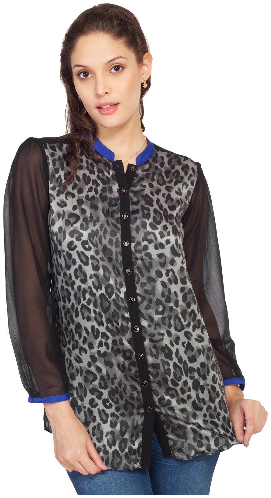 

SOIE PRINTED SATIN SHIRT WITH GEORGETTE SLEEVES