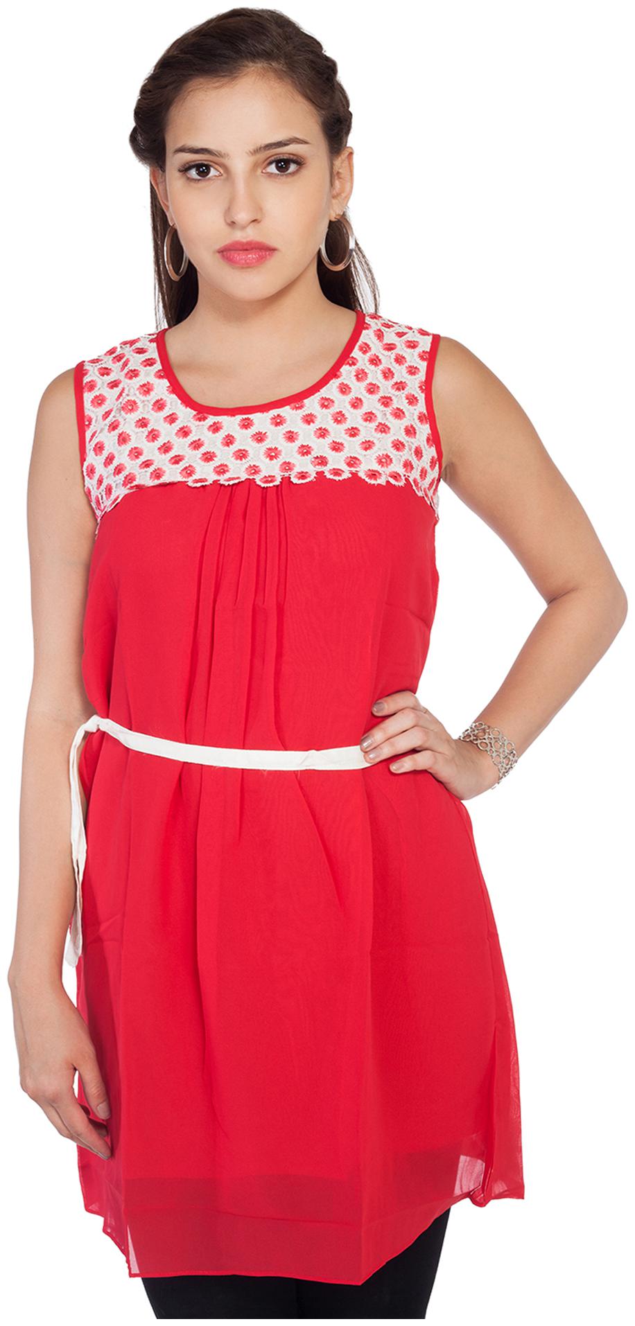 

Soie Women Printed Regular top - Red