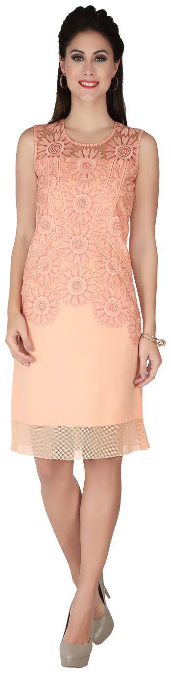 

soie ROUND NECK DRESS WITH EMBROIDERED FABRIC WORK ON THE TOP