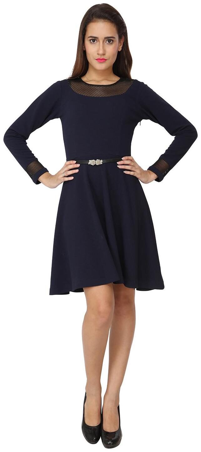 

SOIE Solid Fit Flare Evening Dress