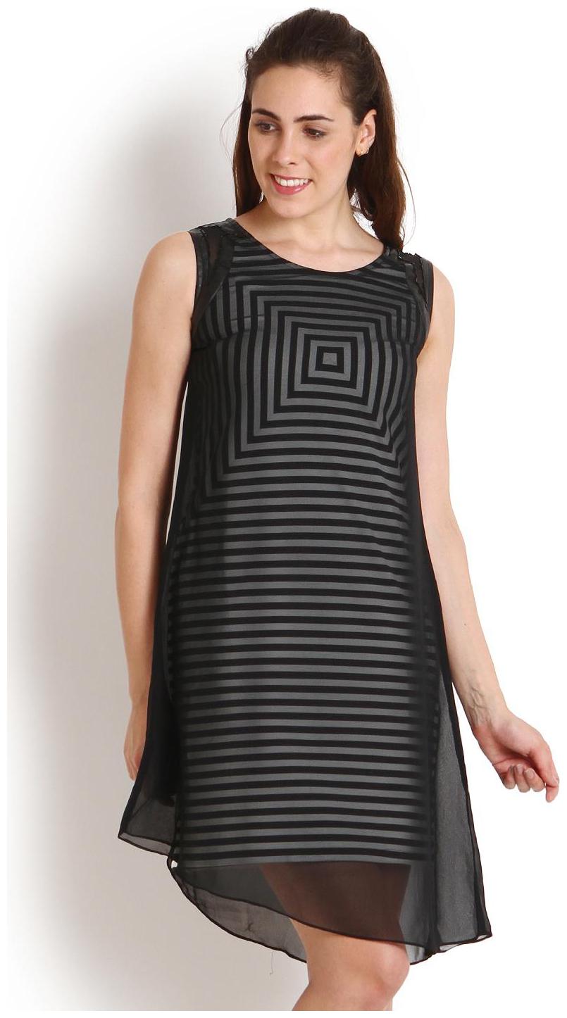 

SOIE Stripe dress layered with georgette fabric