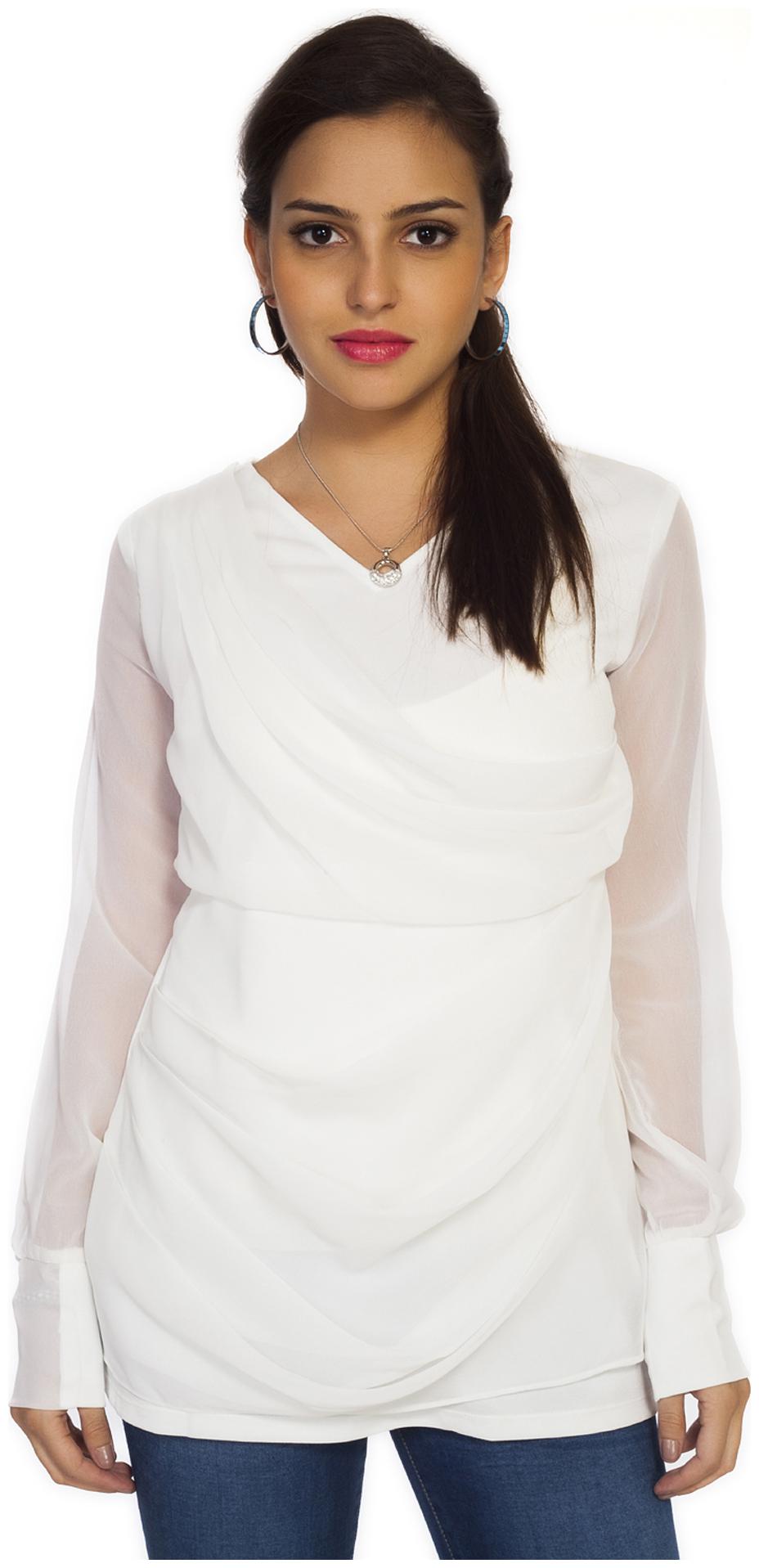 

Soie Off White Solid Full Women s Ruffeld top