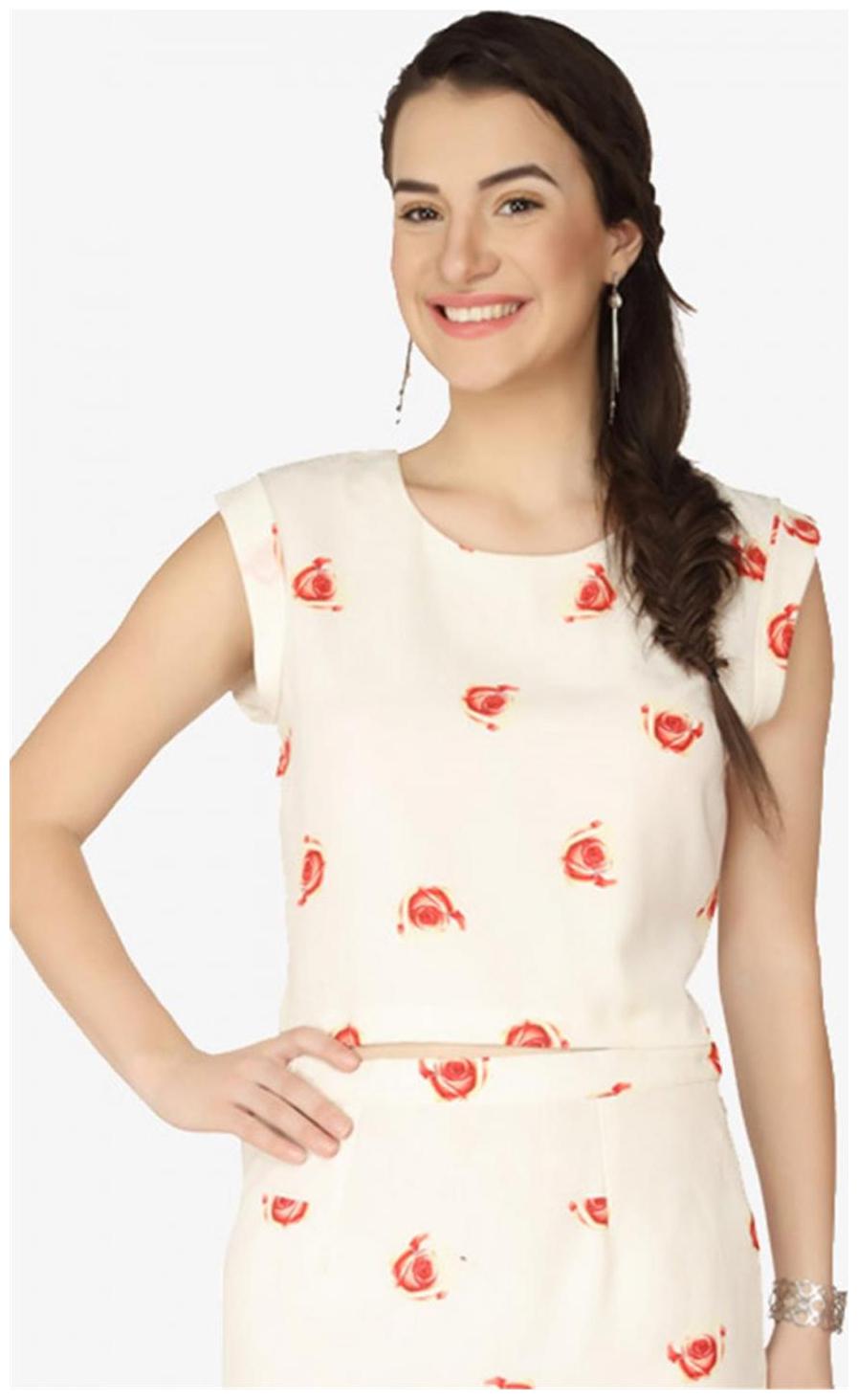 

SOIE OVER ALL ROSE PRINTED CROP TOP