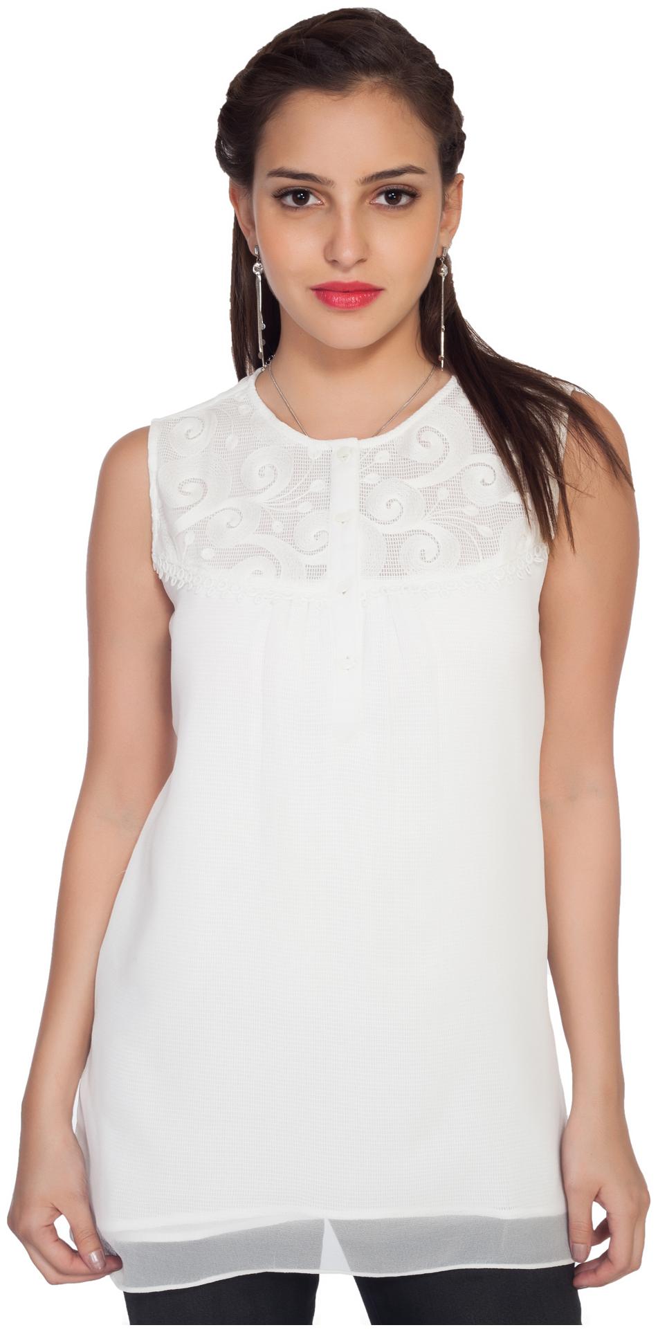 

Soie White Nylon Tunic