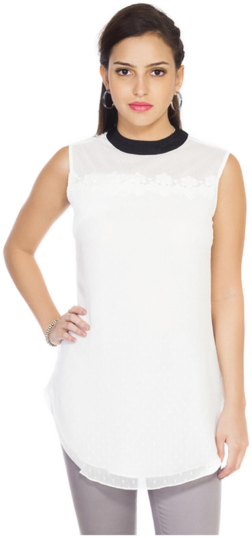 

Soie White Nylon Tunic