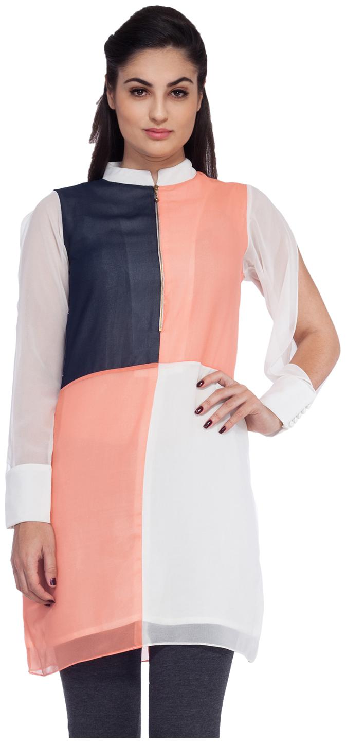 

Soie White Polyester Tunic