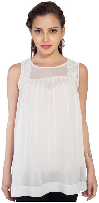 Soie White Polyester Tunic