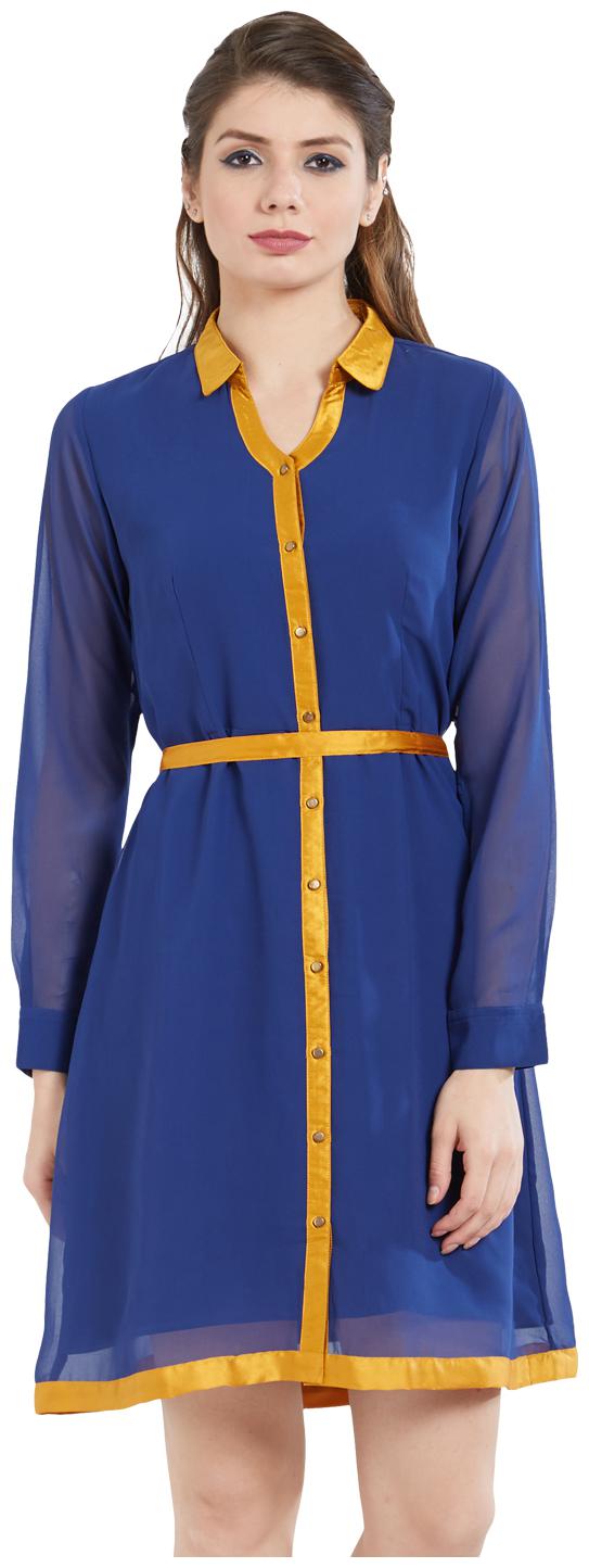 

Soie Blue Solid A-line dress