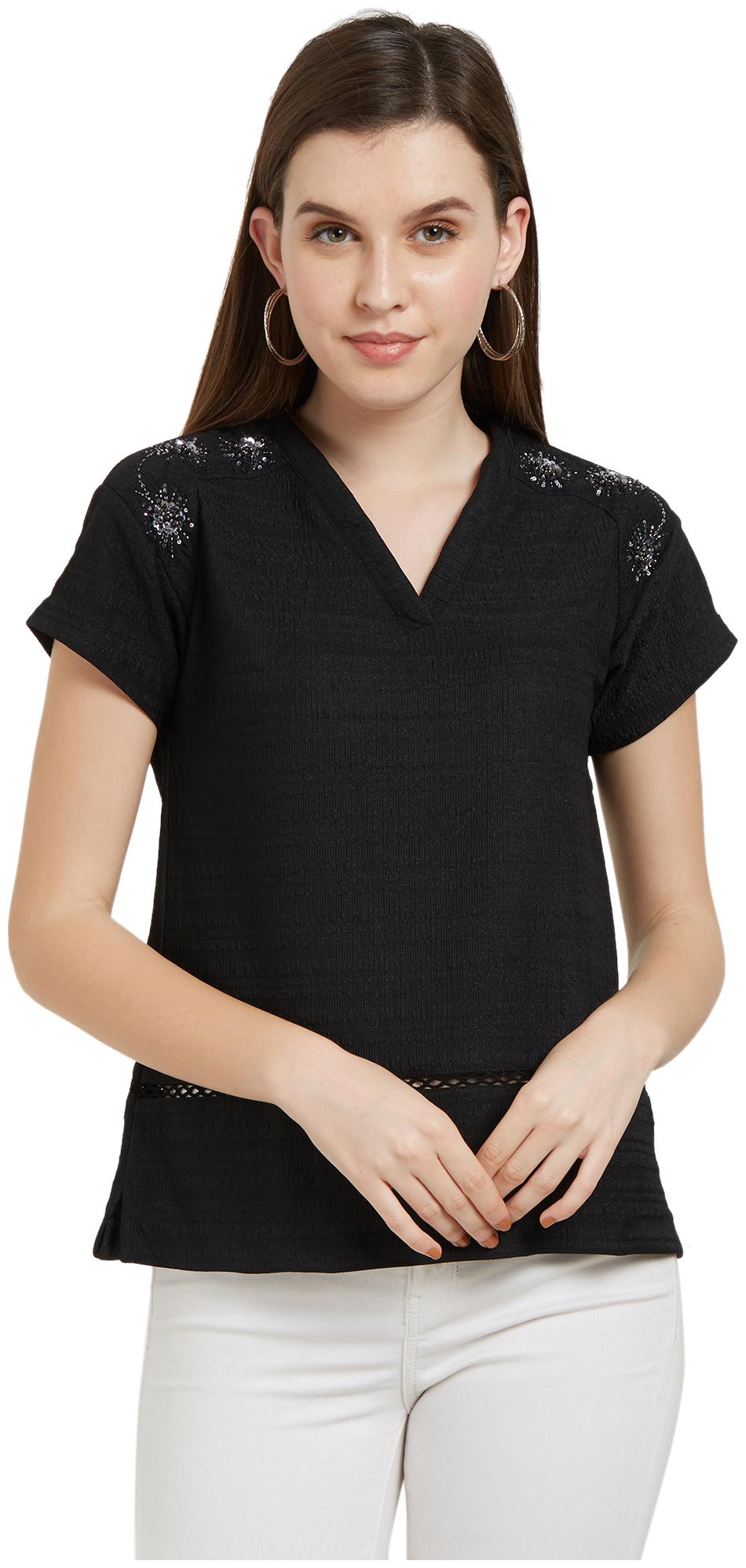 

Soie Women Self design Fusion top - Black
