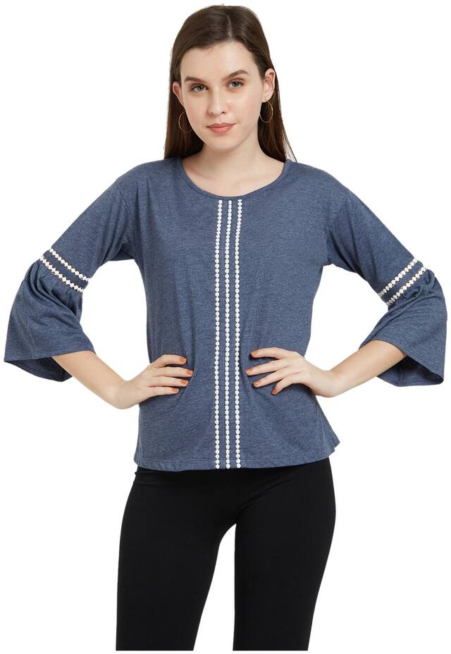 Soie Women Self design Fusion top - Blue